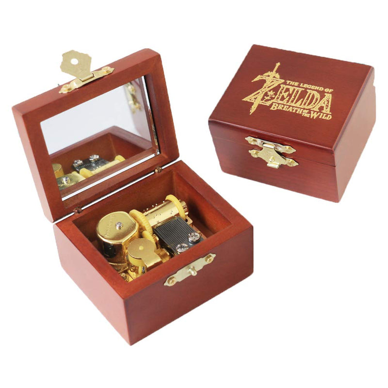 Youtang Music Box Legend of Zelda Carved Wood Wind Up Gold Mechanism Musical Gift with Mirror