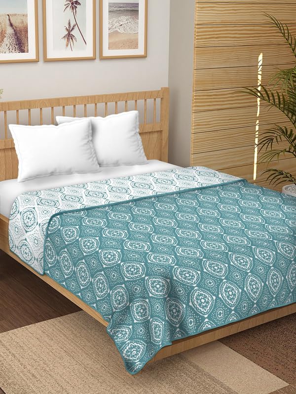 Comfowell Home Linen Double Bed Reversible Cotton Flower Printed Design A/C Quilt/Dohar/Blanket