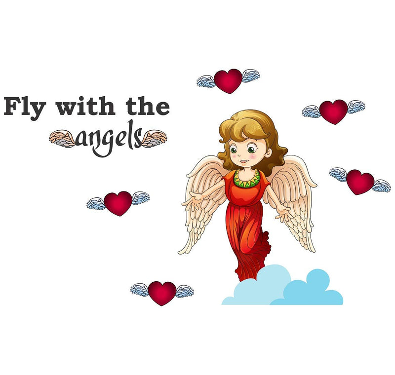 Tuffuk Fly with Angels Large Vinyl Wallstickers for Home Decorations(110 cm x 70 cm)5TZ243