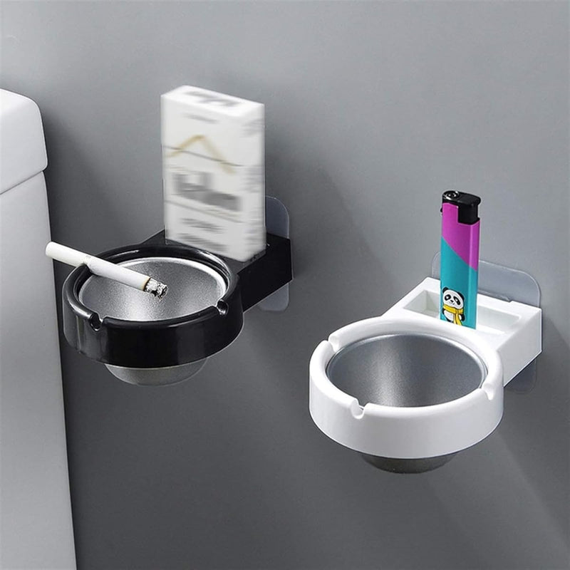 HomeAra Stainless Steel Wall-Mounted Ashtray and Cigarettes Storage Rack Versatile Organizer for Balconies, Tables, Bathroom, Toilet, and Office Practical Cigarettes Lighter Box (Pack of-1, Black)