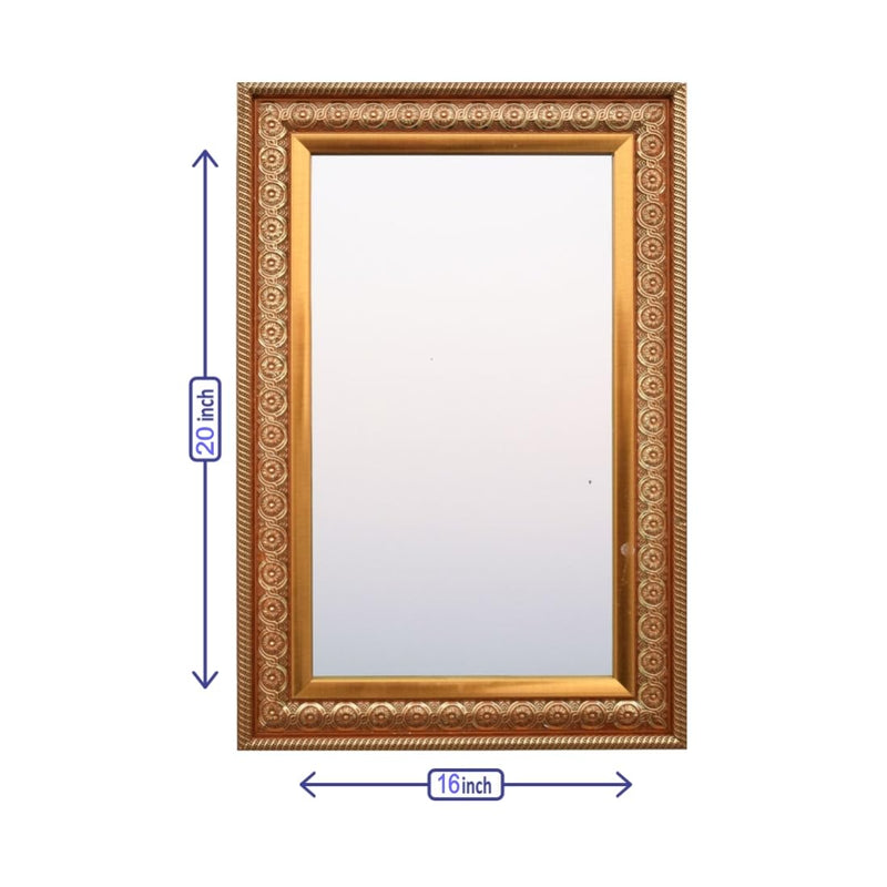 AG CRAFTS Frames Mirror Golden Framed Bathroom Rectangular Wall Mount Mirror 16x20 inch