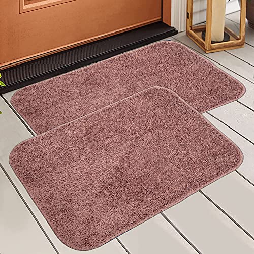 Stitch weave Anti-Skid Microfiber Plain Door mat Set of 2 - (40 x 60 cm, Brown)