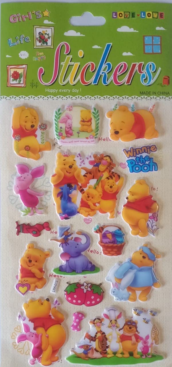 Foam self Adhesive Puffy Stickers in Multi Shapes (1Flowers-1Princes-1Teddybear) (3 Sheets)