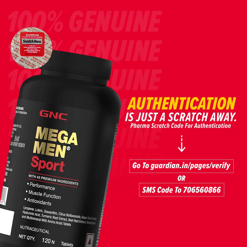 GNC Mega Men Sport Multivitamin for Men | 120 Tablets | 43 Premium Ingredients | Boosts Muscle Performance | Antioxidant Rich | Supports Prostate Health | Protects Heart & Vision | Formulated In USA