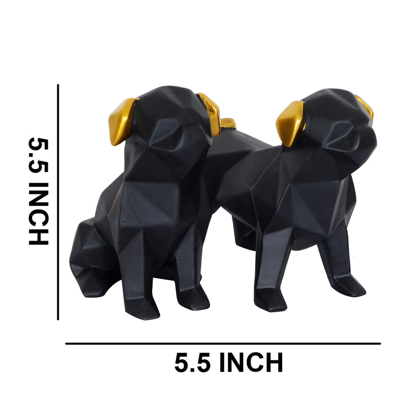 zart Black Dog Cute Pair Showpiece for Home Decoration Items Set of 2 (Black)