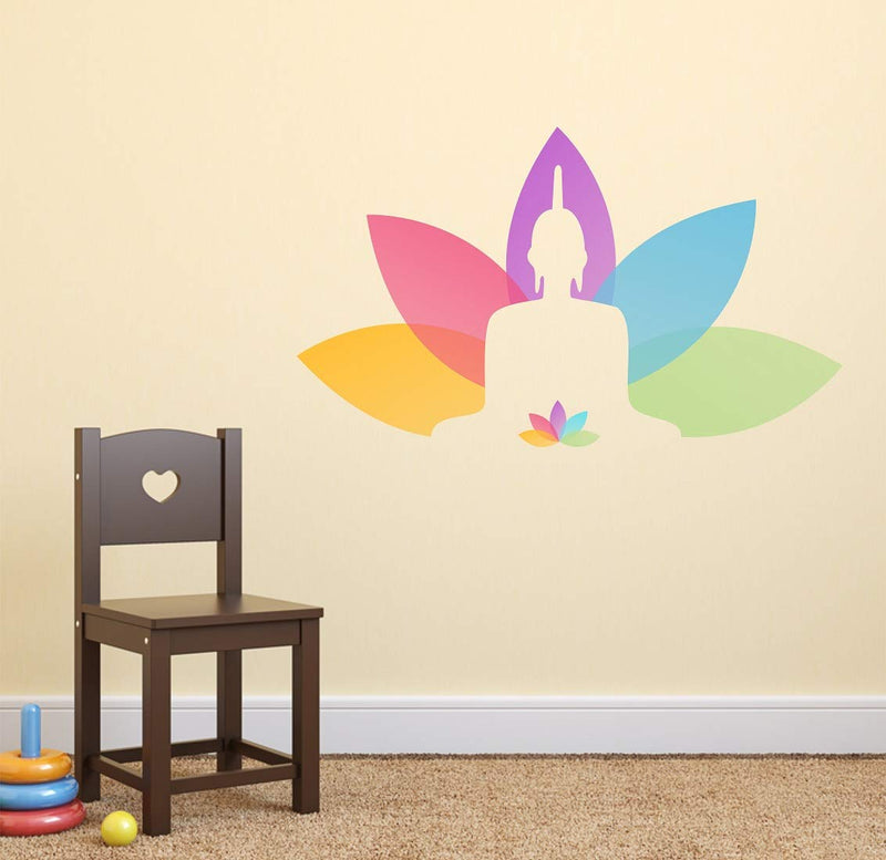 Tuffuk Colourful Budha Large Vinyl Wallstickers for Home Decorations(60 cm x 30 cm)4TZ191