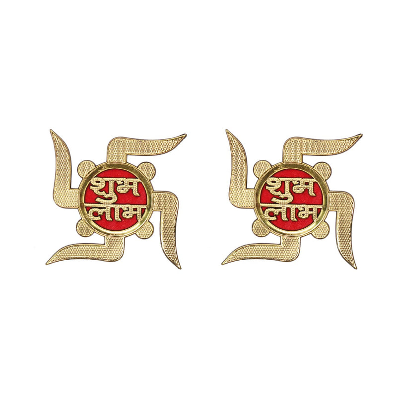 Majik Handcrafted Swastik Sticker for Door and Wall Decoration and Also Use Car, Bike (Set of 2 (M4))