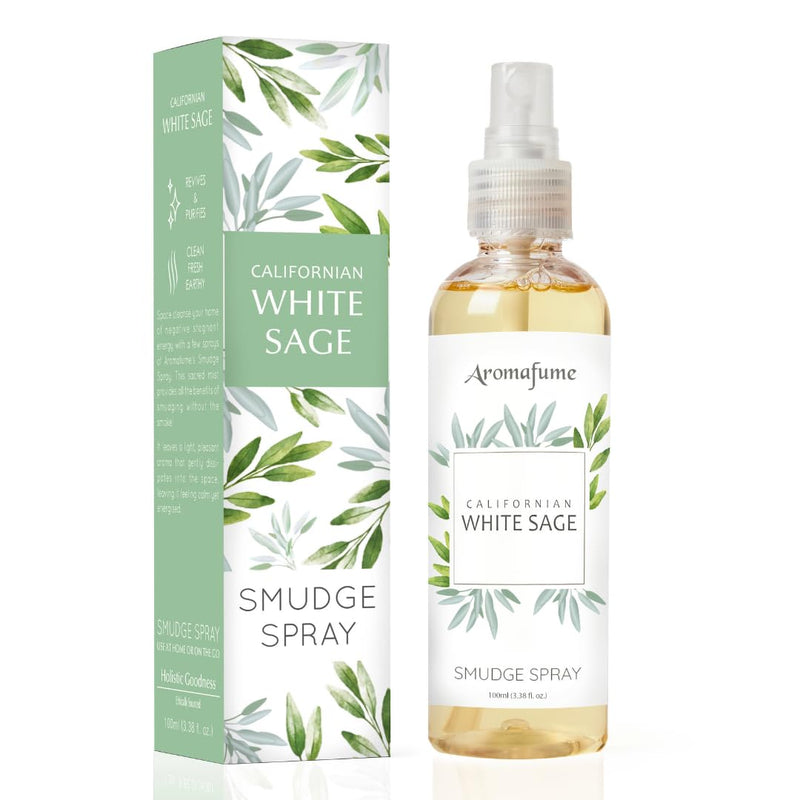 Aromafume White Sage Smudge Spray|100Ml/3.3 Oz|Sage Spray For Cleansing Negative Energy & Protection|Non-Toxic Room Spray|Natural Sage Mist For Spiritual Cleansing, Smokeless Smudging