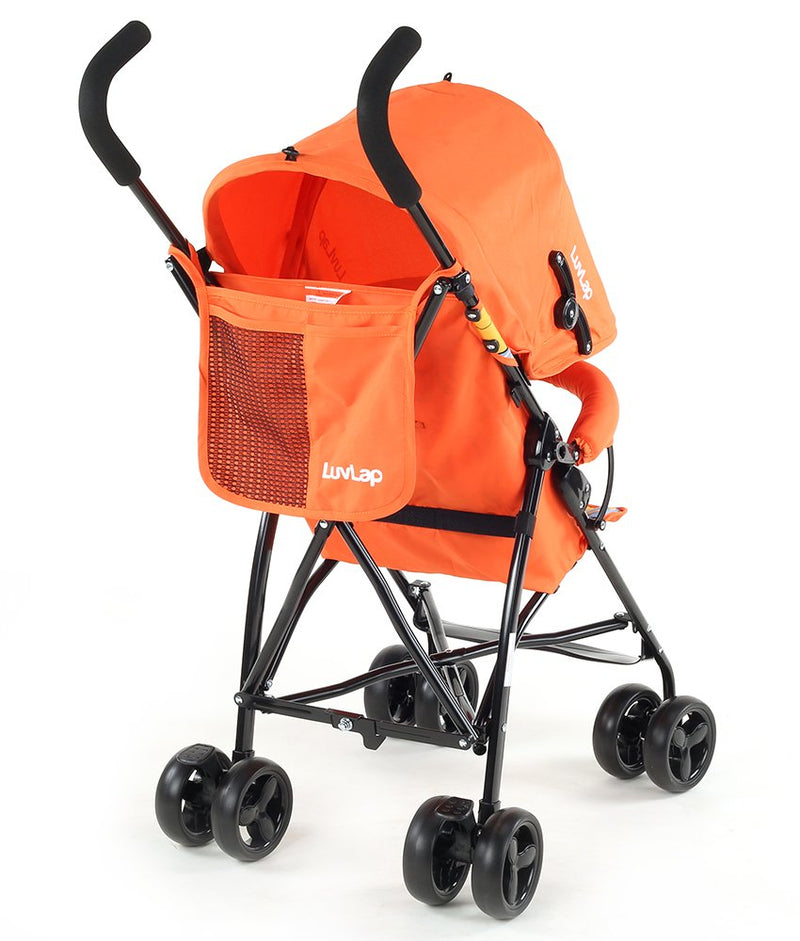 LuvLap Tutti Fruti Baby Stroller / Buggy, Compact & Travel friendly baby pram, for Baby & Kids, 6-36 Months, with 5 point safety harness, adjustable seat recline, 15Kg capacity (Orange)