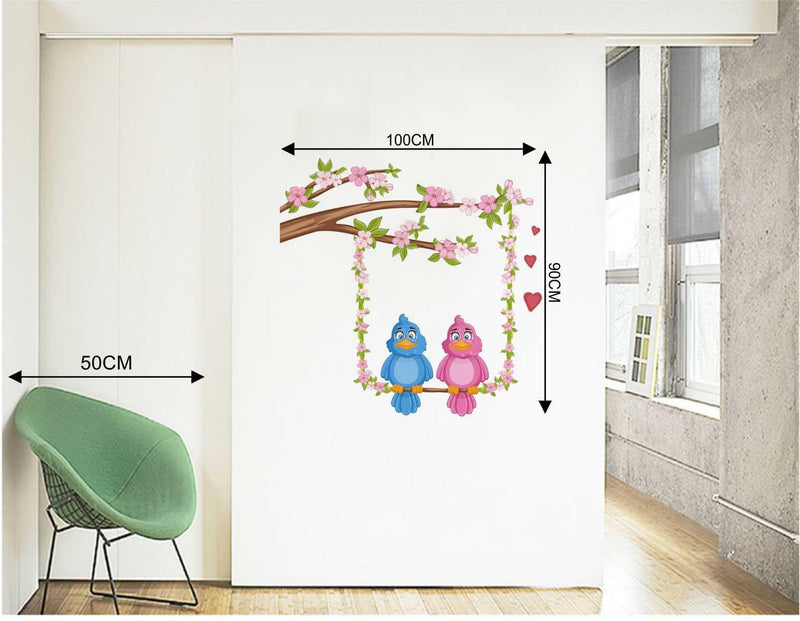 Wall Decals ' Pink Flower Tree & Birds Love ' Wall Stickers