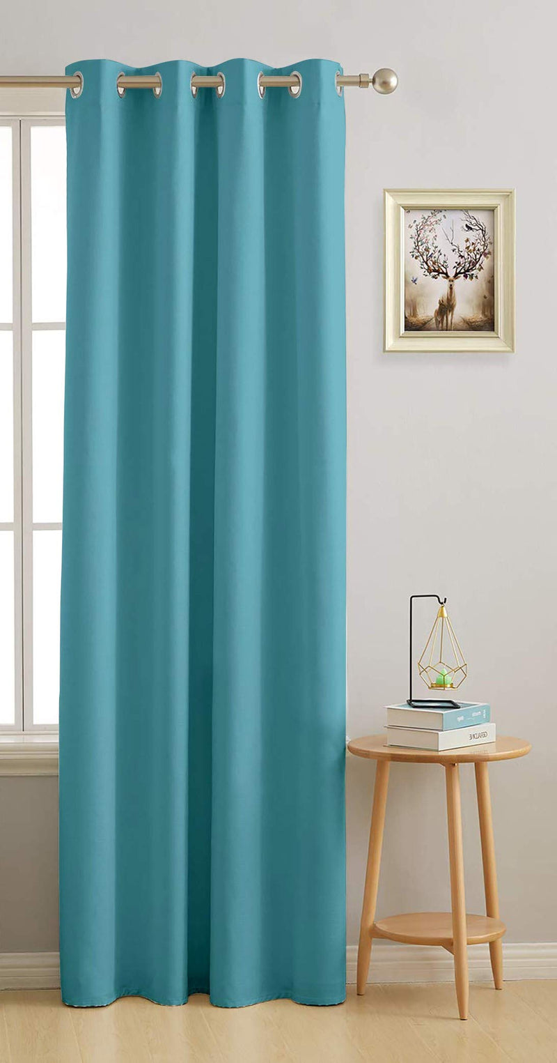 Cloth Fusion Valance Solid Blackout Window Curtain,Set of 1 (Door - 7 Feet, Peacock)