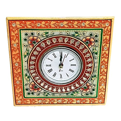 Handicraft Kingdom Small Analog Clock for Study Table & Kids Boys Girls Students with Ganesh Chowki| Approx Size (6 x 6 Inch) & Wt (600 Gm) Pack of 3