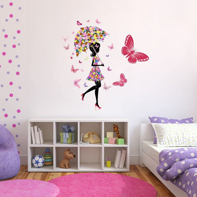 Delight Art Happy Walls Fairy with Butterflies Design Wall Sticker Size - ( 56*58 ) cm Model id - ( DAMC00635L )