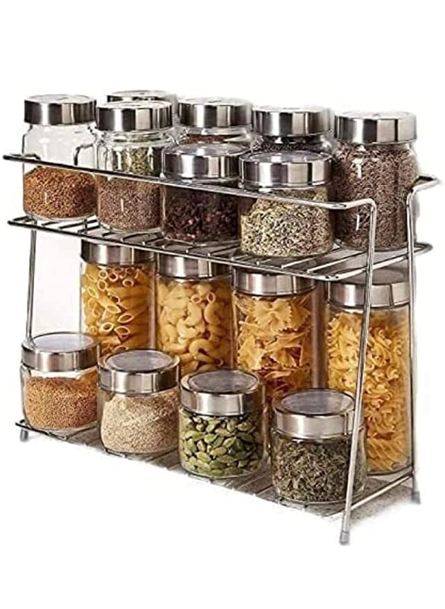 zebzo 3 Pcs Stainless Steel Tiered Shelf Kitchen Rack, Organizer And Space Saver, Counter Top Stainless Steel Tiered Shelf Kitchen Stand With Cup Stand & Shelf(Pack Of 3 In One Box)