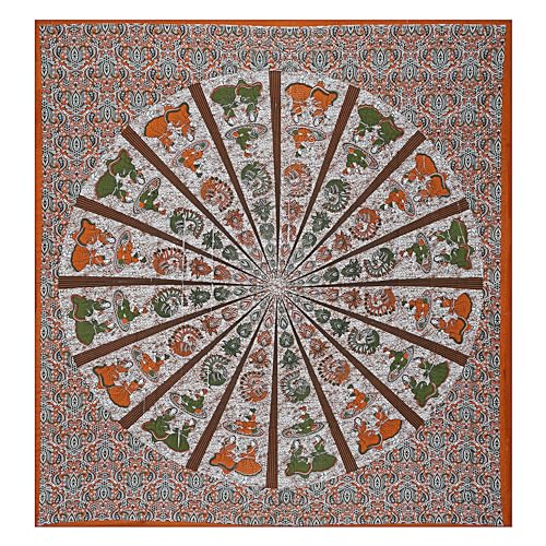 WAR TRADE Cotton Double Jaipuri Prints Flat Bedsheet with Pillow Cover for Home & Living Room | 92x85 Inch | W Musted