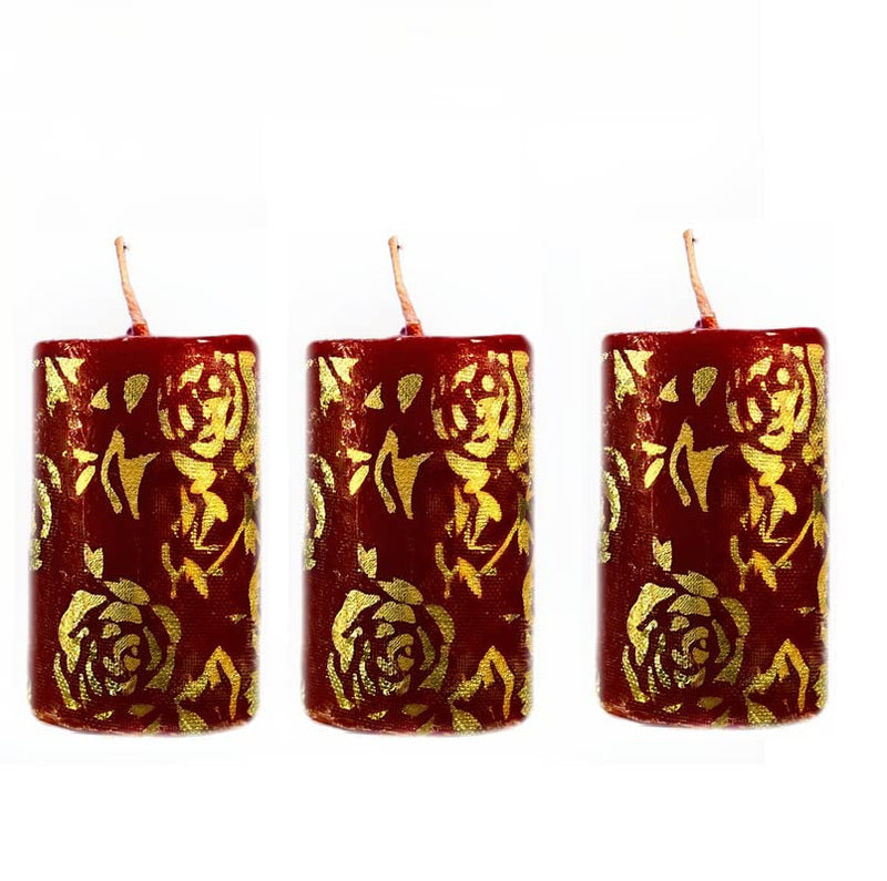 Smokeless Scented Designer Pillar Candle (2×3 inches) for Home Décor, Spa, Diwali, Christmas, Wedding, Party or Any Occasion (Red)