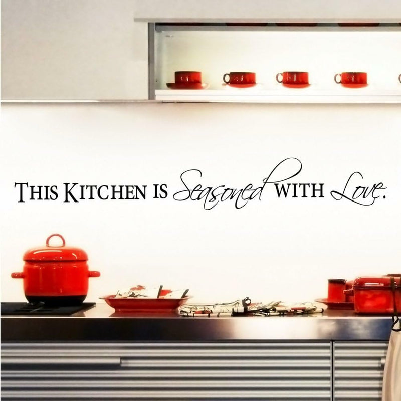 GADGETS WRAP This Kitchen is Seasoned with Love Quotes Wall Decal Removable Vinyl Lettering Wall Art Stickers