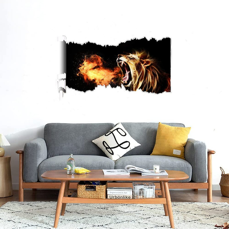 GADGETS WRAP Printed Wall Decal Sticker Scratched Paper Style Wall Decal (90cm x 50cm) - Flame Lion