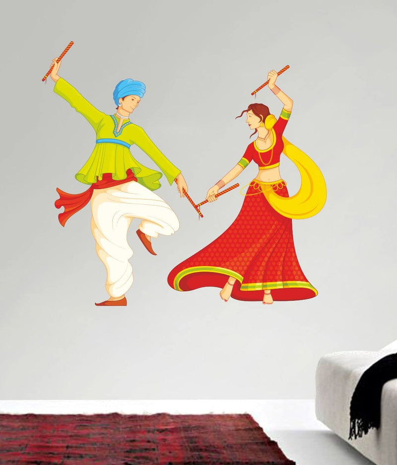 Delight Art Garba (Navratri dandiya) Design Wall Sticker Size - (57 * 53) cm Model id - (DAMC00634L)