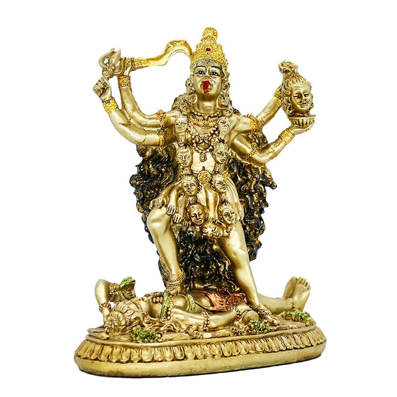 BangBangDa Hindu Goddess Kali Statue Sculpture - Indian God Decorative Antique Idol - India Goddess of Time and Death Figurine Murti Pooja Puja Buddha Temple Mandir Decor