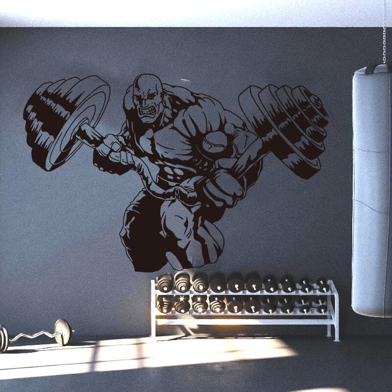 GADGETS WRAP Vinyl Decal Sticker Gym Bodybuilding Muscle Man Barbel (Item Finish Size : 86cm x 56cm)