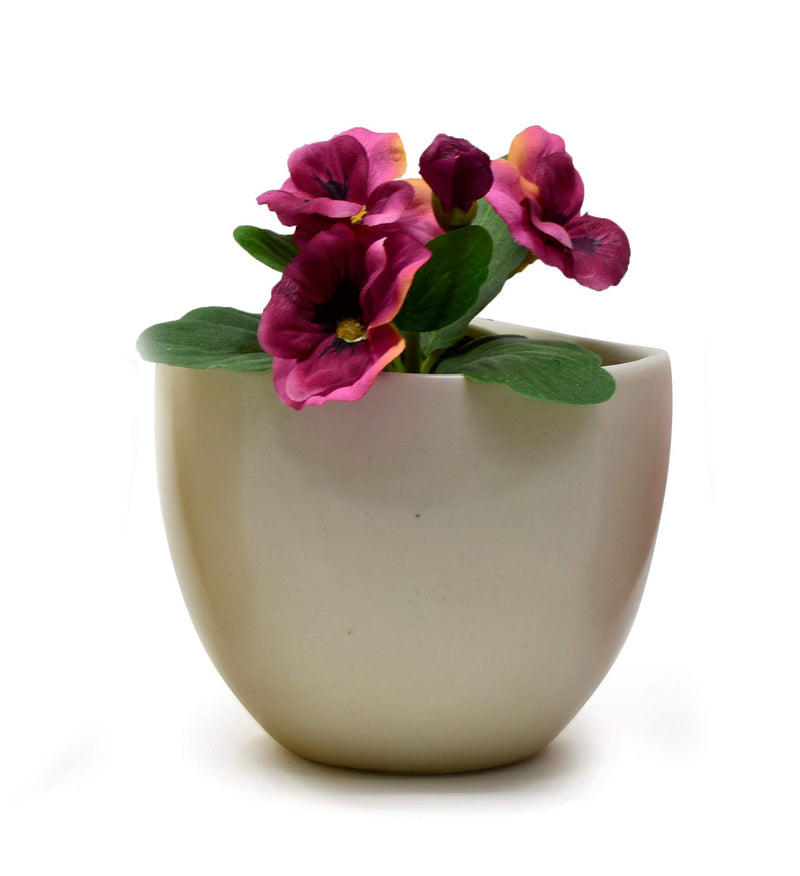 The Himalayan Goods Company Ceramic Multi Purpose Wall Hanging Table Corner Vase Planter Plant Container or Holder 4 inches (White)