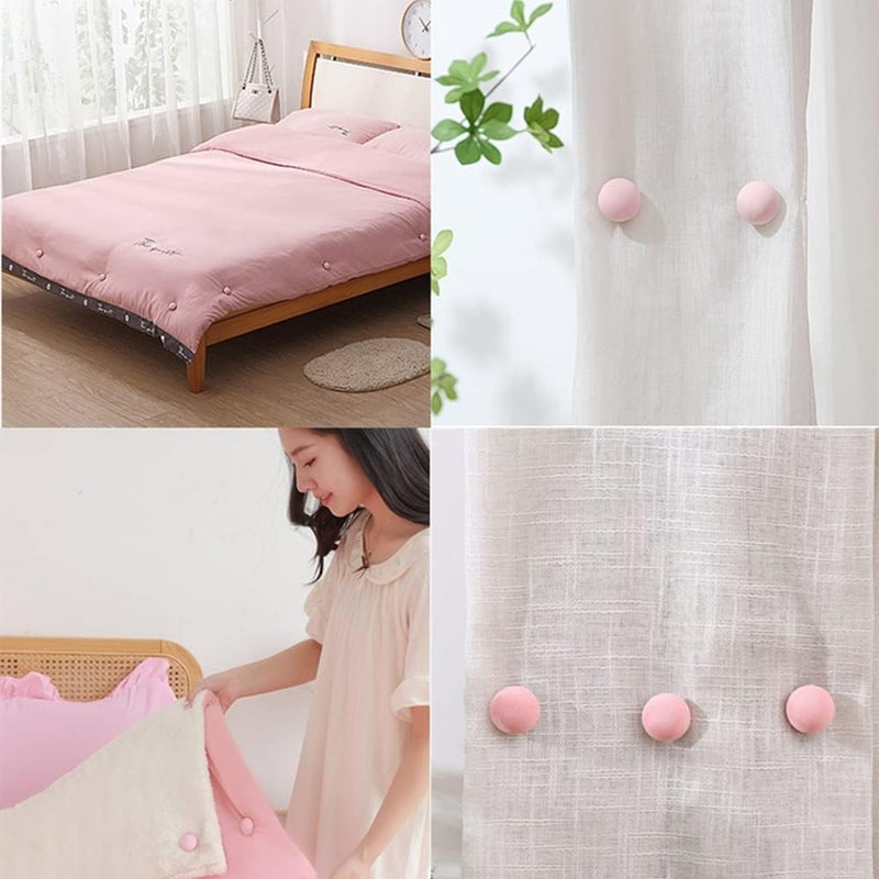 VODIQ Mushroom Shape Duvet Clips, Non-Slip Cover Fixator, Comforter Quilt Holder with One-Key Unlock for Blanket Bed Sheet Curtain Socks Mattress Covers (Pink, 4)