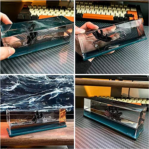 SOCHEP Soft Liquid Wave Cruise Ship Decoration, Pirate Cruise Ship That No Longer Sinks, for Car Dashboard Decorative Showpiece