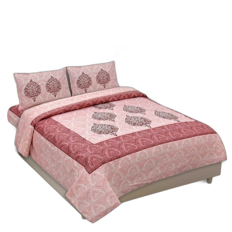 Cotton Bliss Queen Size Bedsheet Set with 2 Pillow Cases - Soft and Breathable Bedding for Luxurious Sleep Experience