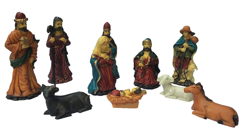 SK CRAFT 10 Piece Nativity Figurine Set for Christmas Decoration- 3.5 Inches, Christmas Crib Nativity Set