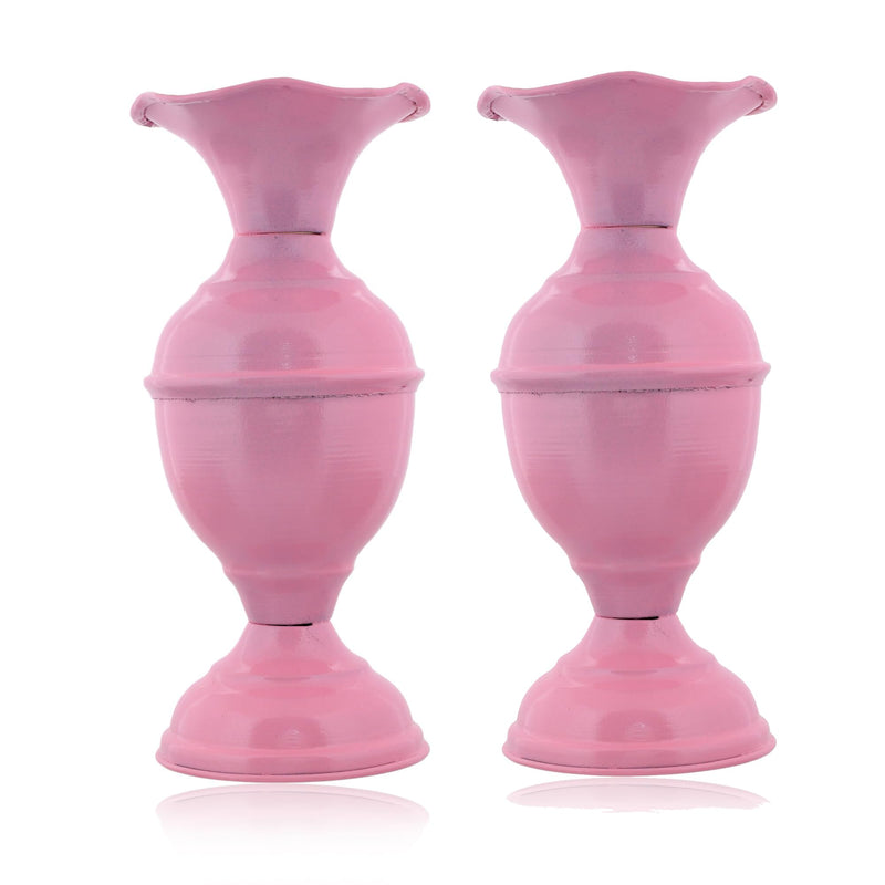 CraftVatika Metal Flower Vase for Home Decor - Pink (Pack of 2)