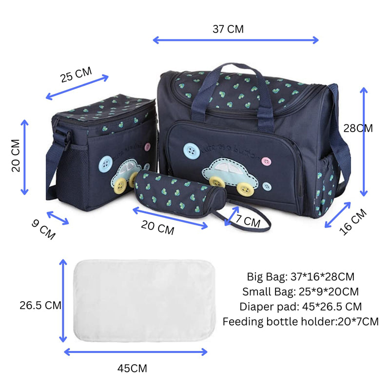 xcluma Baby Diaper Nappy Changing Baby Diaper Bag Mother Bag Mummy Bag Handbag (4 Pcs Set -Dark Blue)