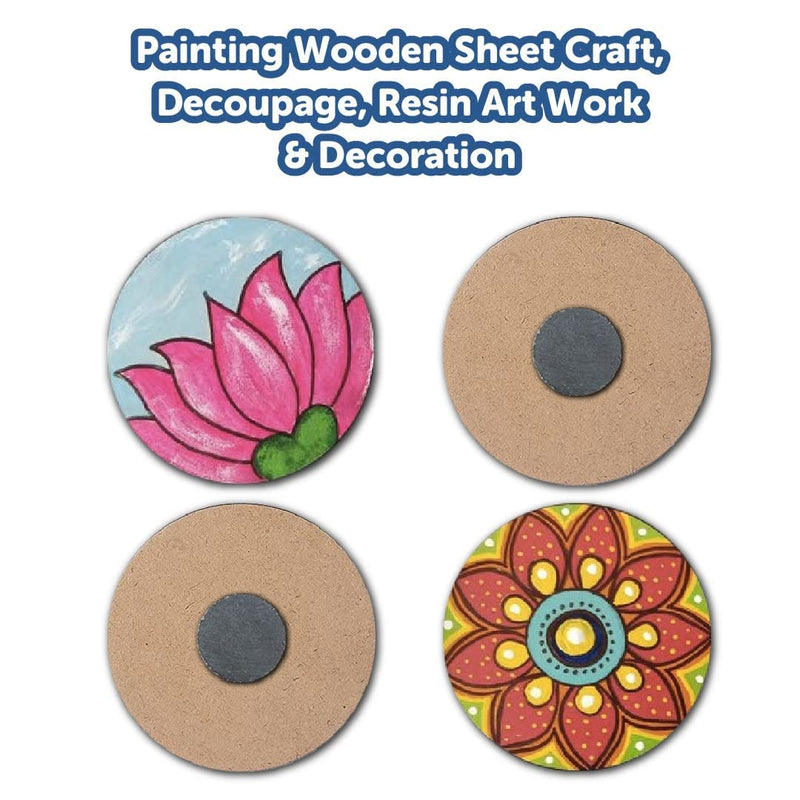 MDF Wood Sheet Round Craft Magnet-PlainMDF Fridge Magnet Blanks Cutouts-Set of 10 with 3mm Thickness-3 inches Diameter for Painting Wooden Sheet Craft,Decoupage,Resin Artwork &Decoration (Round)