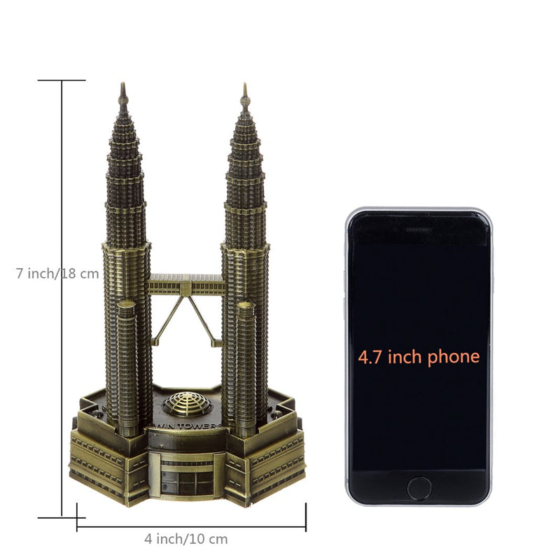 ZOVIE Petronas Twin Towers Statue Home Desk Decoration Make of Pure Copper (Twin Towers)