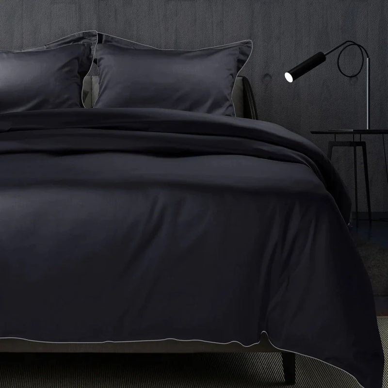 Spread Spain® 500 Thread Count Italian Pure Cotton Flat Sheets, 108" x 108" Inch Super King Size Bedsheet with 2 Pillow Cases, Wrinkle Free Cotton Sheets, Black