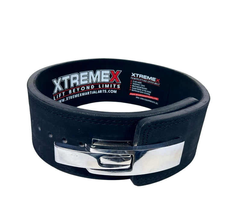 Xtremex 13mm Weightlifting Lever Belt Powerlifting Belt for Men and Women (M, BLACK)