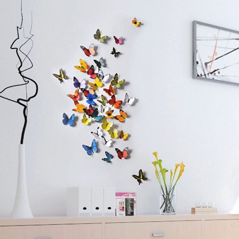 SMART WINDOW Multicolour 3D Butterflies Vinyl Self Adhesive Home Decor Wall Sticker 19 Pieces Butterfly Sticker Sheet (21 CM X 29.7 CM)