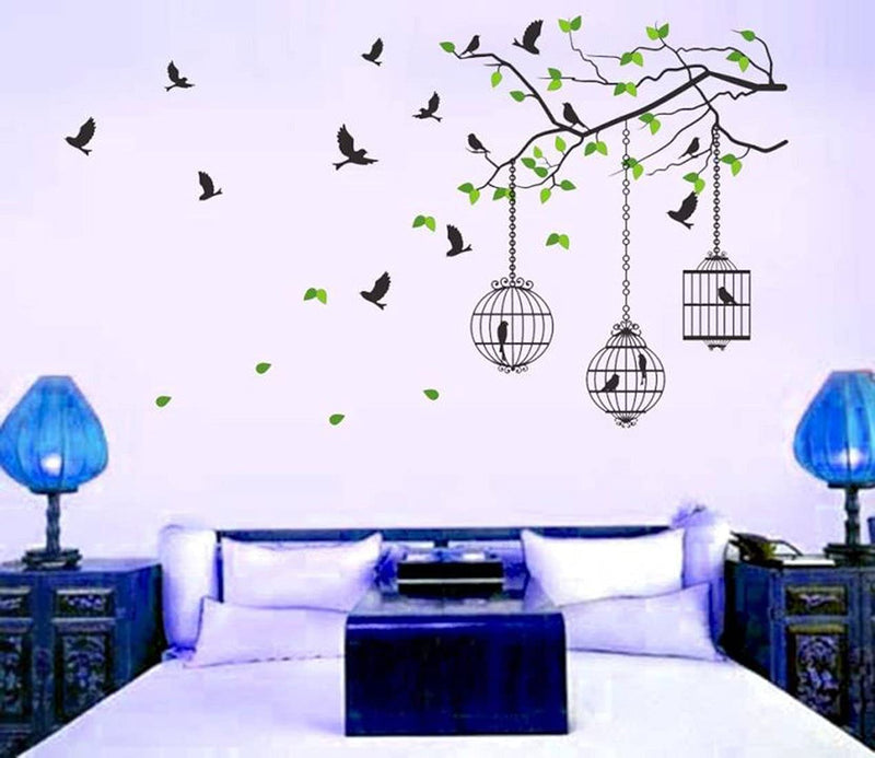 Flying Birds with Case Self Adhesive VinylWaterproof Decorative Wall Stickers for Hall, Bedroom, Kitchen and Furniture