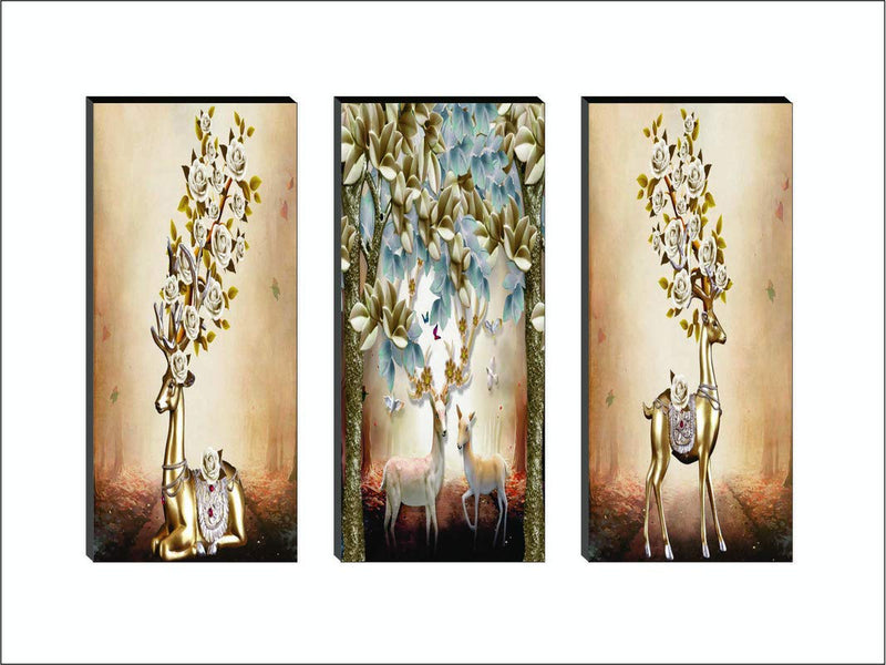 SAF 6MM MDF Board Reindeer Flower Multi-Effect Design Painting 15 Inch X 18 Inch BANFJ84