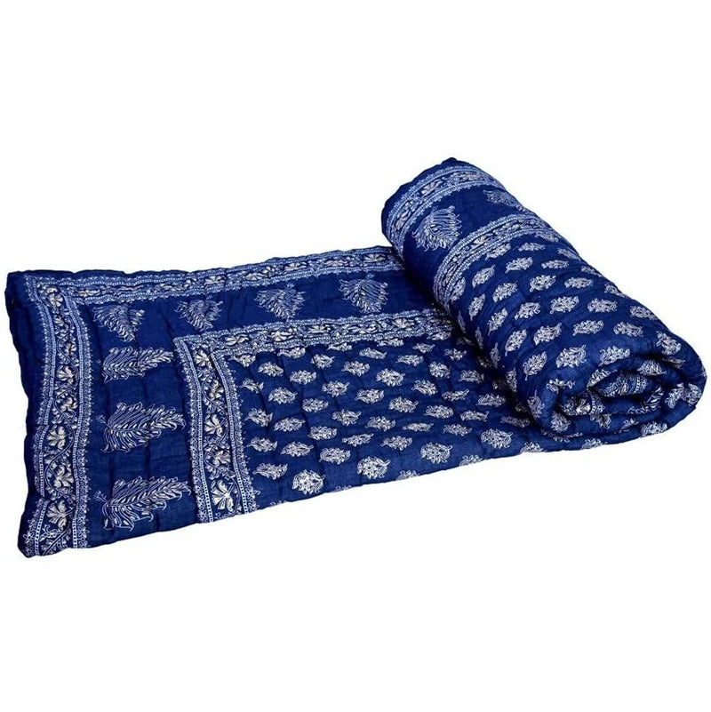 THROW KING Rajasthani and Cotton Jaipuri Print with Floral Design Jaipuri razai/Rajai/Quilts/Blanket (Single Bed)