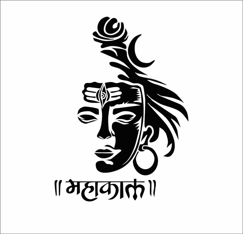 GADGETS WRAP Mahakal Face Wall Sticker for Living Room/Bedroom/Office and All Decorative Wall Stickers