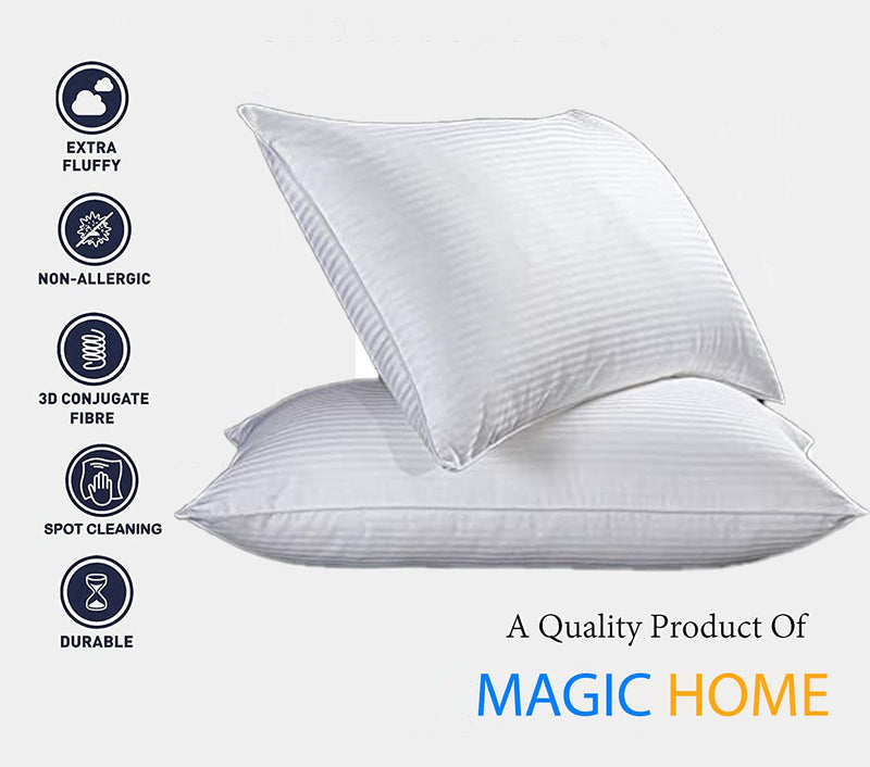 Magic Home Satin Stripe Microfiber Pillow Insert/Filler 16 Inches X 24 Inches - White (Pack of 2, 16"X24" Inch)