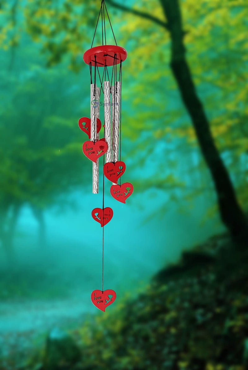 Synlark Wind Chimes for Home & Office Decoration (5 Pipe ILY Heart)