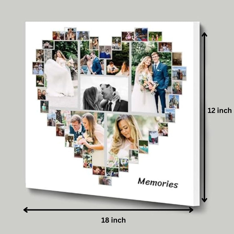 Rka UV Customised Heart Shape Wooden Photo Collage Ideal for Gift in Family Wedding & Couple Photo Cut Out Frame Home Wall Art Decor Gift(Photo Frame-12x18 inch)