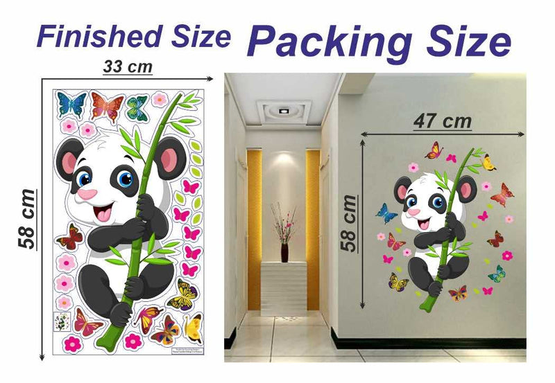 Delight Art Beautiful Pandas and Butterfly Design Wall Sticker Size - (47 * 58) cm