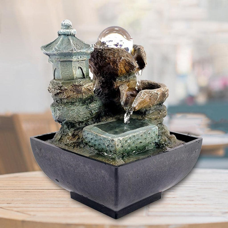 ATORSE® Tabletop Water Fountain Feng Shui Meditation Waterfall Fountain Style 3