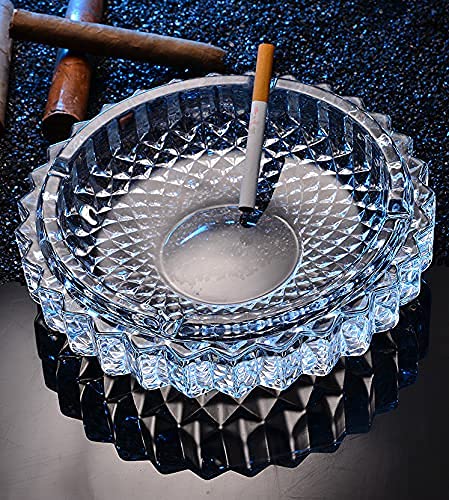 KREZON Ashtray Glass Round Cigar Cigarette Table top Ash Tray Indoor Outdoor Home Decor Set of (1)