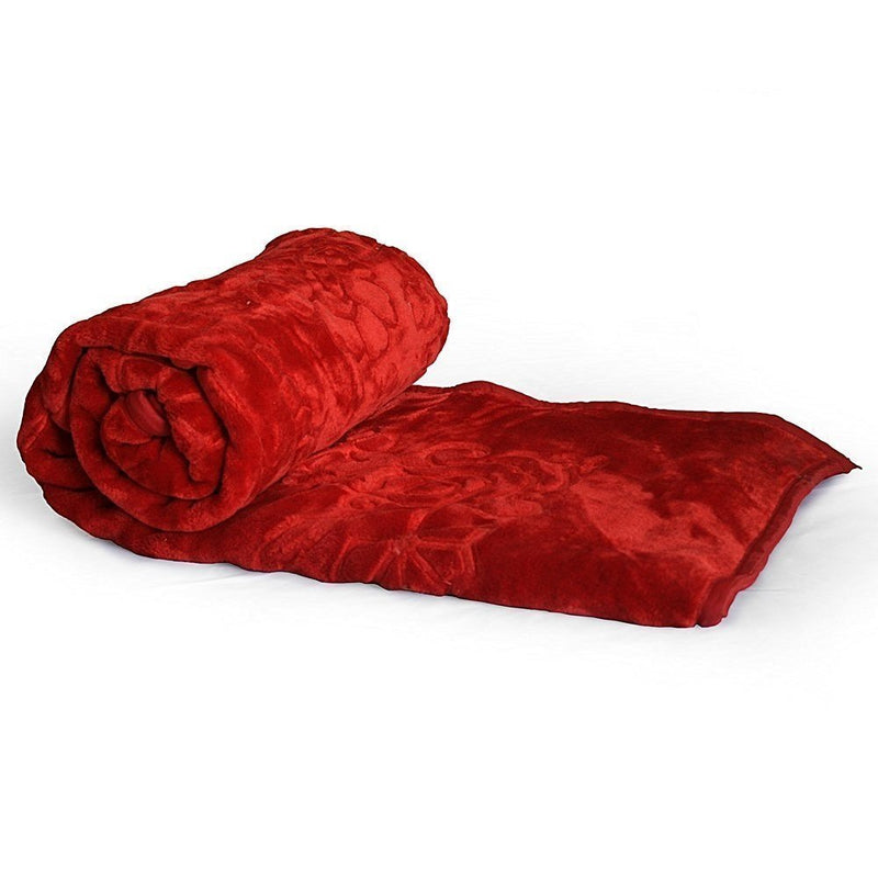 HomyReef 500 TC Winter/Mild-Winter Solid/Floral Light Weight Super Soft Warm Mink Single Bed Blanket for Winter (215 x 152 cm), Lightweight (Red, Single Bed - 85x60 Inch)