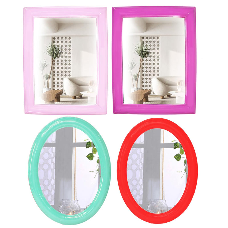 BAAL Wall Hanging Mirror for Bathroom,Bedroom Wash Basin and Makeup Vanity Mirror for Makeup and Shaving Use (Set of 4)