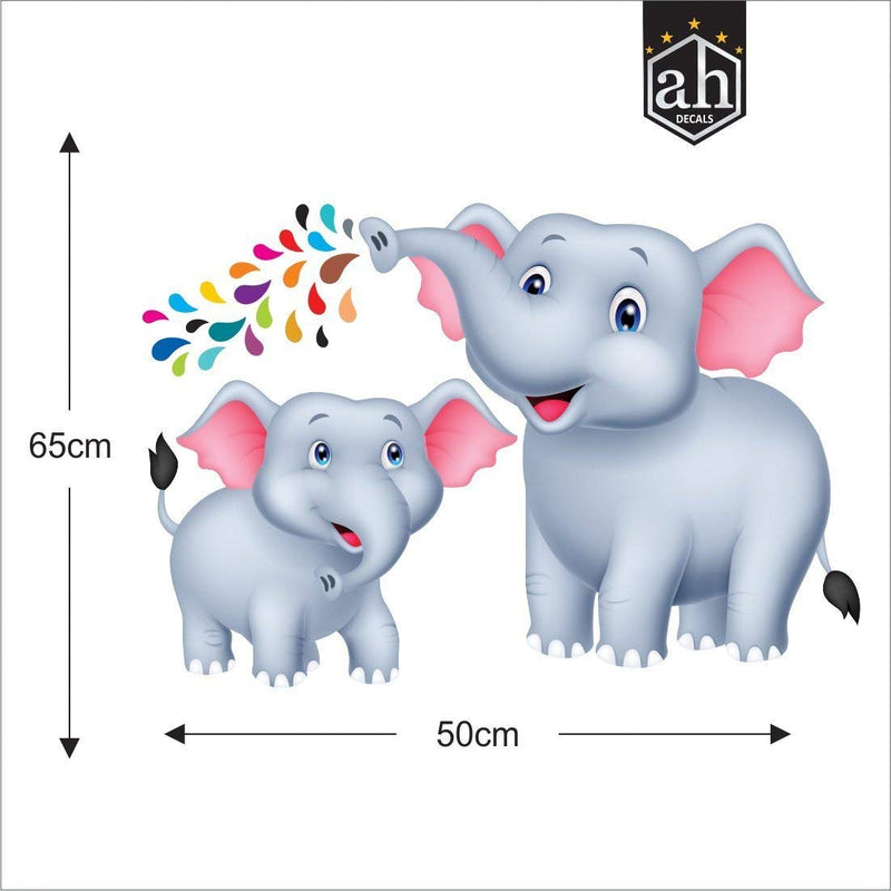 AH Decals Animated Wall Sticker for Kids Room Play School Stickers PVC Vinyl (65 X 50 cm) with Elephant Wall Sticker 65 X 50 cm